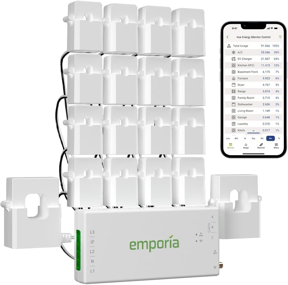 Emporia Vue 3 Home Energy Monitor – Smart Home Automation Module and Real Time Electricity Usage Monitor, Power Consumption Meter, Solar and Net Metering for UL Certified Safe Energy Monitoring