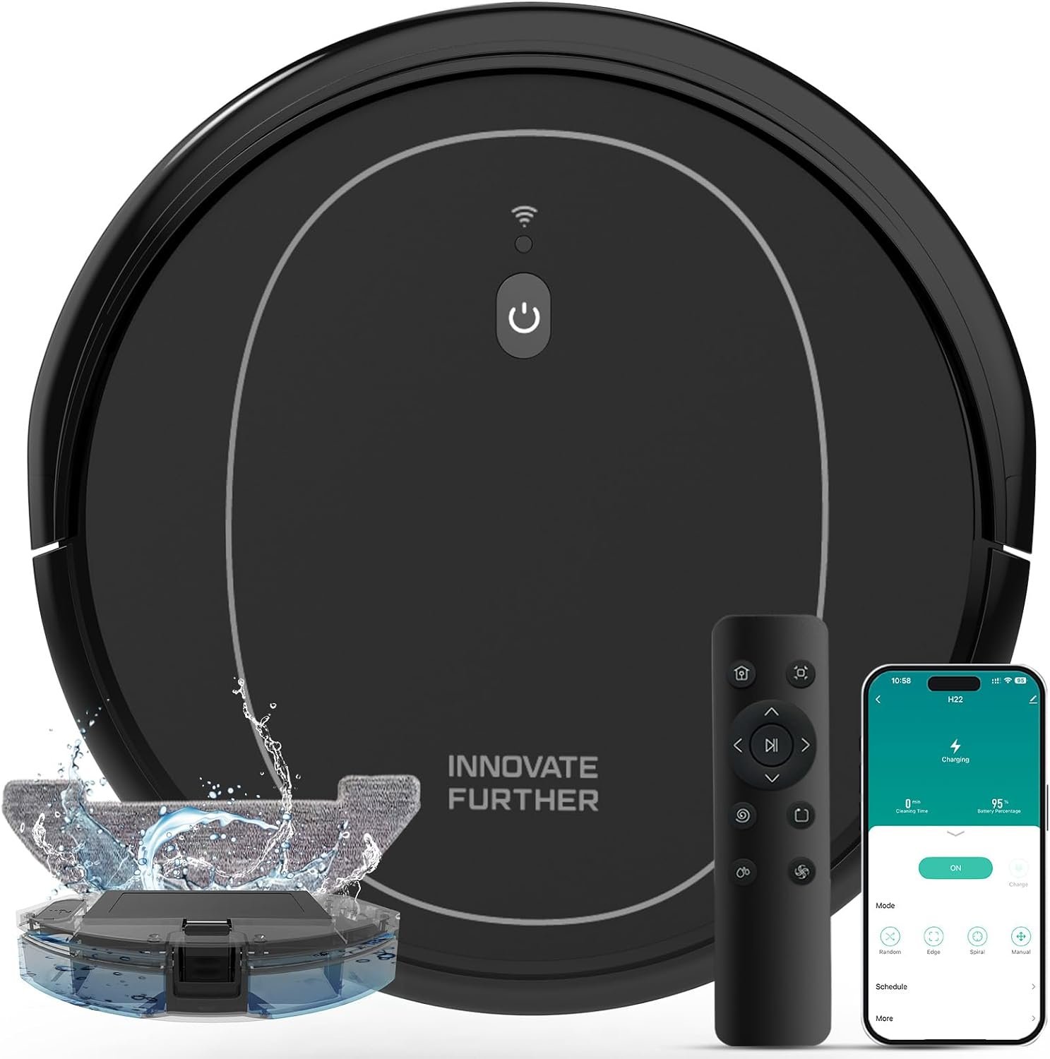 Robot Vacuum and Mop Combo, 5000Pa Self-Charging Robotic Vacuum Cleaner with Smart Obstacle Avoidance, 3-in-1 Robot Vacuum with Alexa & App Control, Quiet, Slim, Ideal for Pet Hair, Carpet and Floors