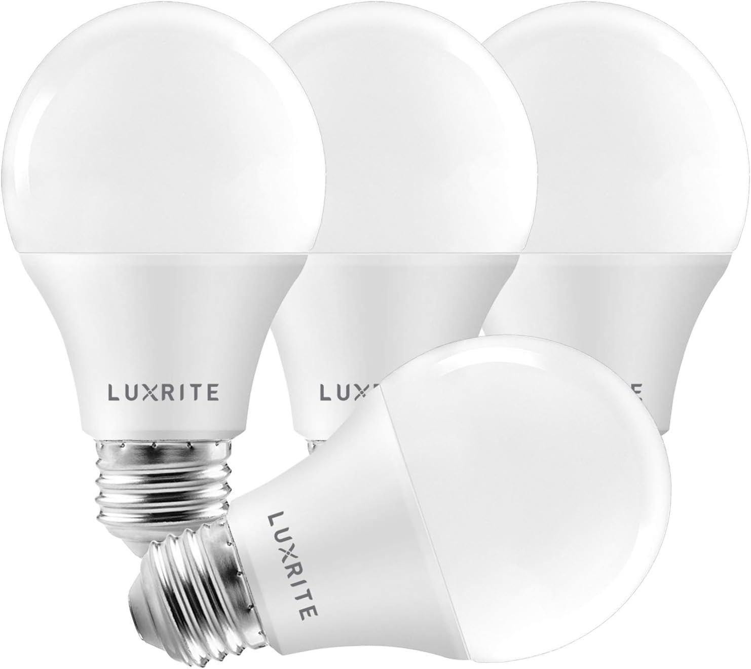 LUXRITE A19 LED Bulb 75W Equivalent, 1100 Lumens, 5000K Bright White, Dimmable Standard LED Light Bulbs 11W, Enclosed Fixture Rated, Energy Star, E26 Medium Base – Indoor and Outdoor (4 Pack)