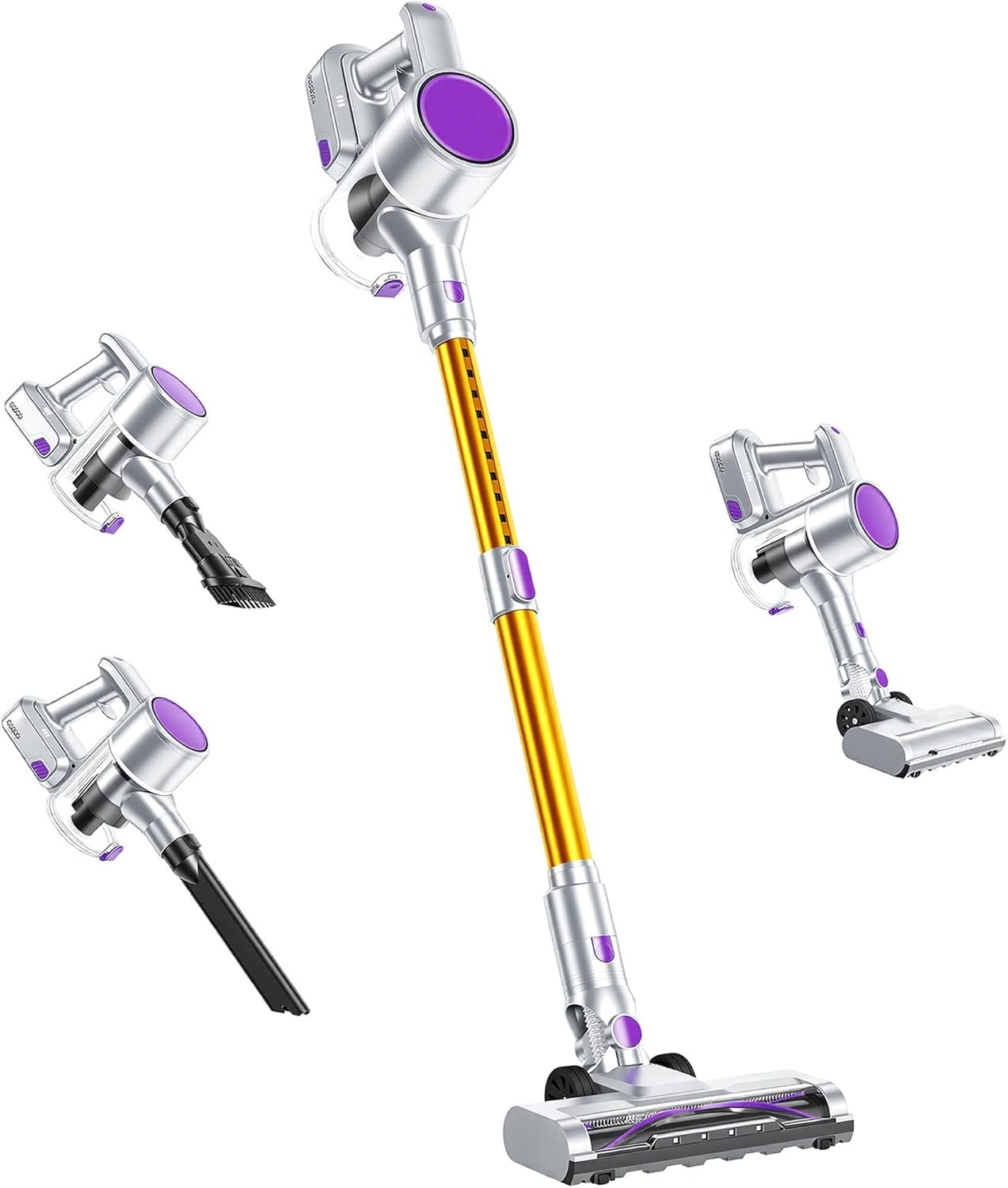 OLIXIS Cordless Vacuum Cleaner with Flexible Steering & Extendable Pole,3 Brush Heads, Lightweight Wireless Rechargeable Upright Vacuum with LED Light & Wall Mount for Hardwood Floors & Carpet