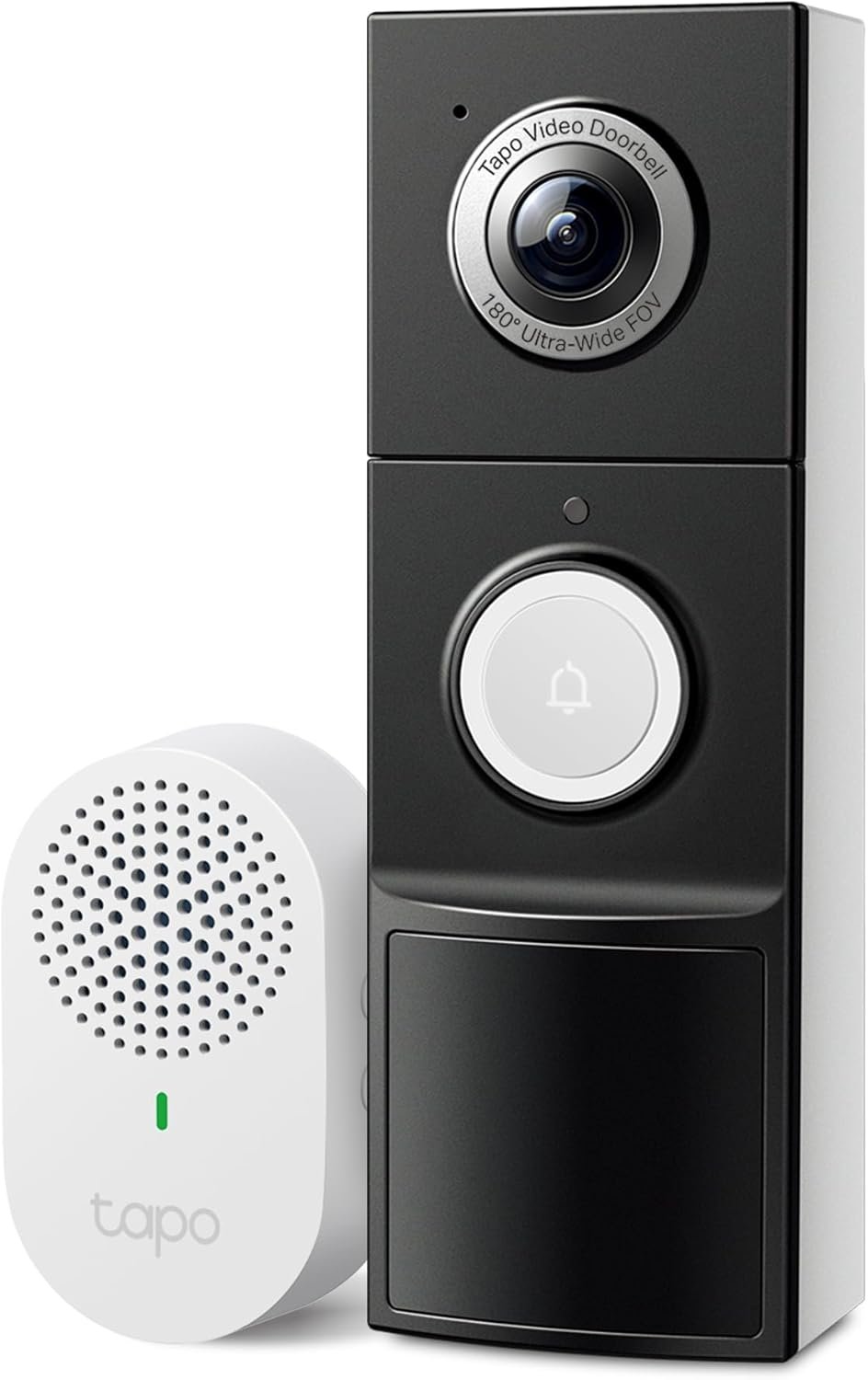 Tapo 2K+ Wired or Battery Powered Smart Video Doorbell with Chime – 180° Field of View, Person/Vehicle/Package Detection, Ring Call, 2-Way Audio, Subscription-Free Local Storage or Optional Cloud,D225