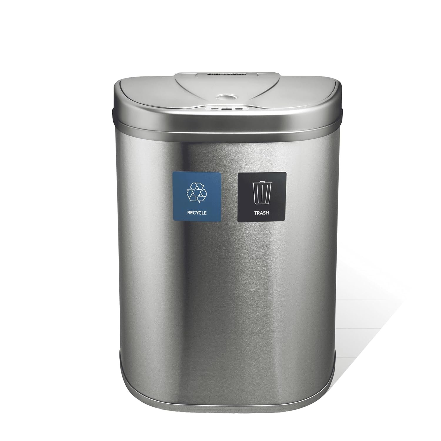 Ninestars 18.5 Gallons Automatic Touchless Kitchen Trash Can, Motion Sensor Trash Can for Kitchen, Office 70 Liter Stainless Steel Recycling Bin (2 x 9.2 Gallon Double Compartment)