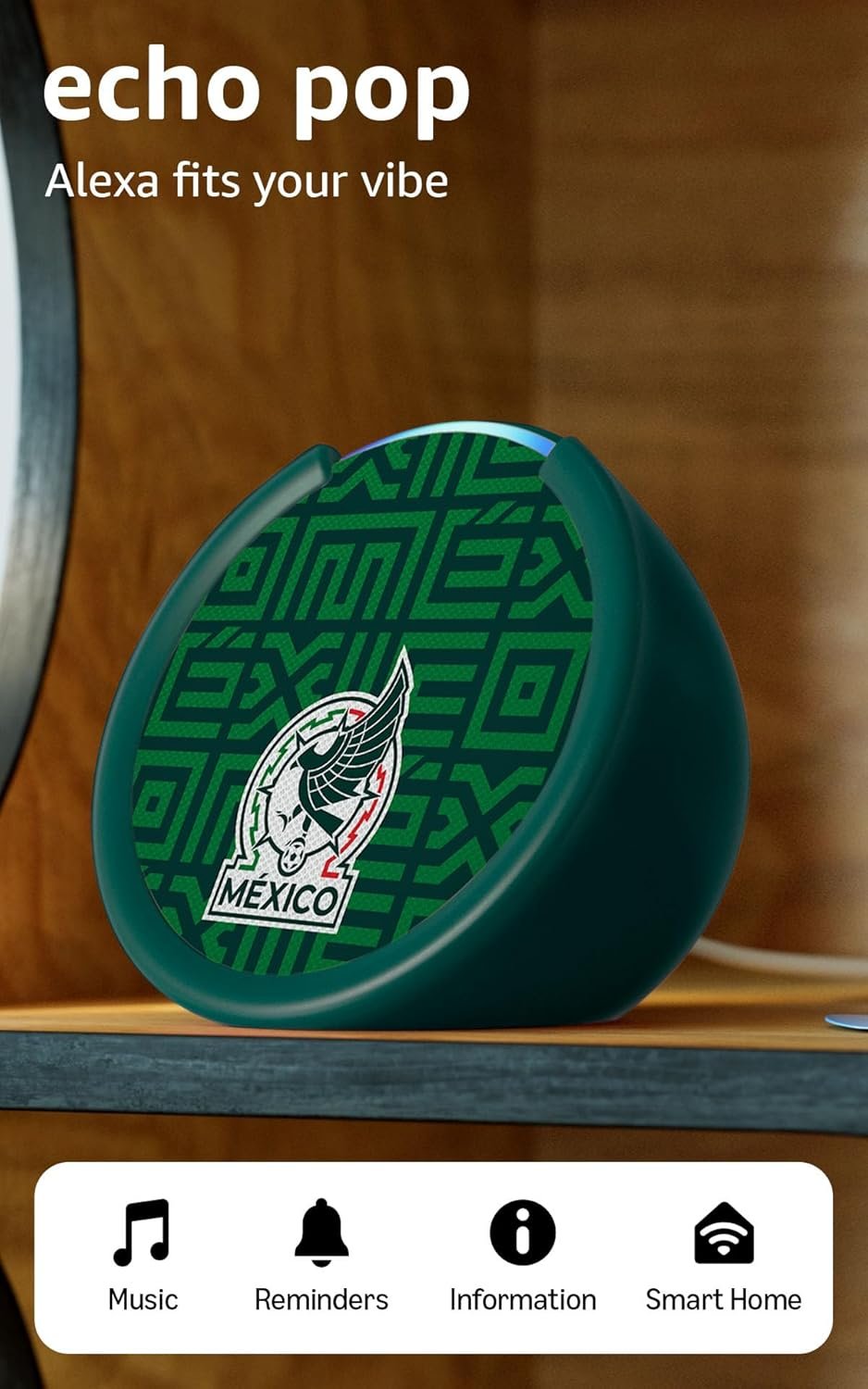 Amazon Echo Pop (newest model) | Officially Licensed Mexico National Soccer Team Limited-Edition (Green)