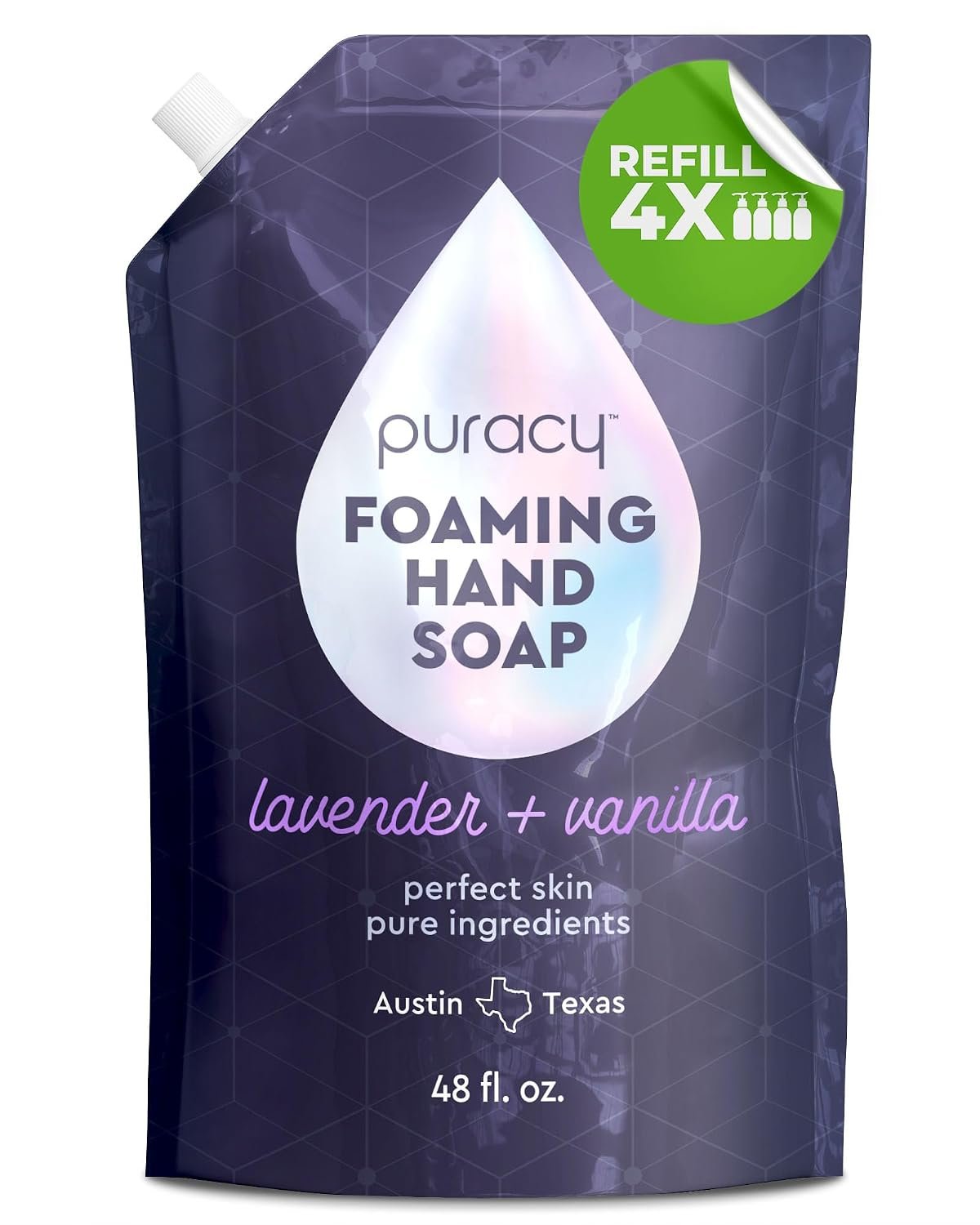 Puracy Foaming Hand Soap Refill – Plant-Powered Natural Hand Soap As Seen on TikTok, Non-Toxic, Sulfate-Free Liquid Soap, Moisturizing Foam Handwash Liquid (Lavender & Vanilla, 48 fl oz)