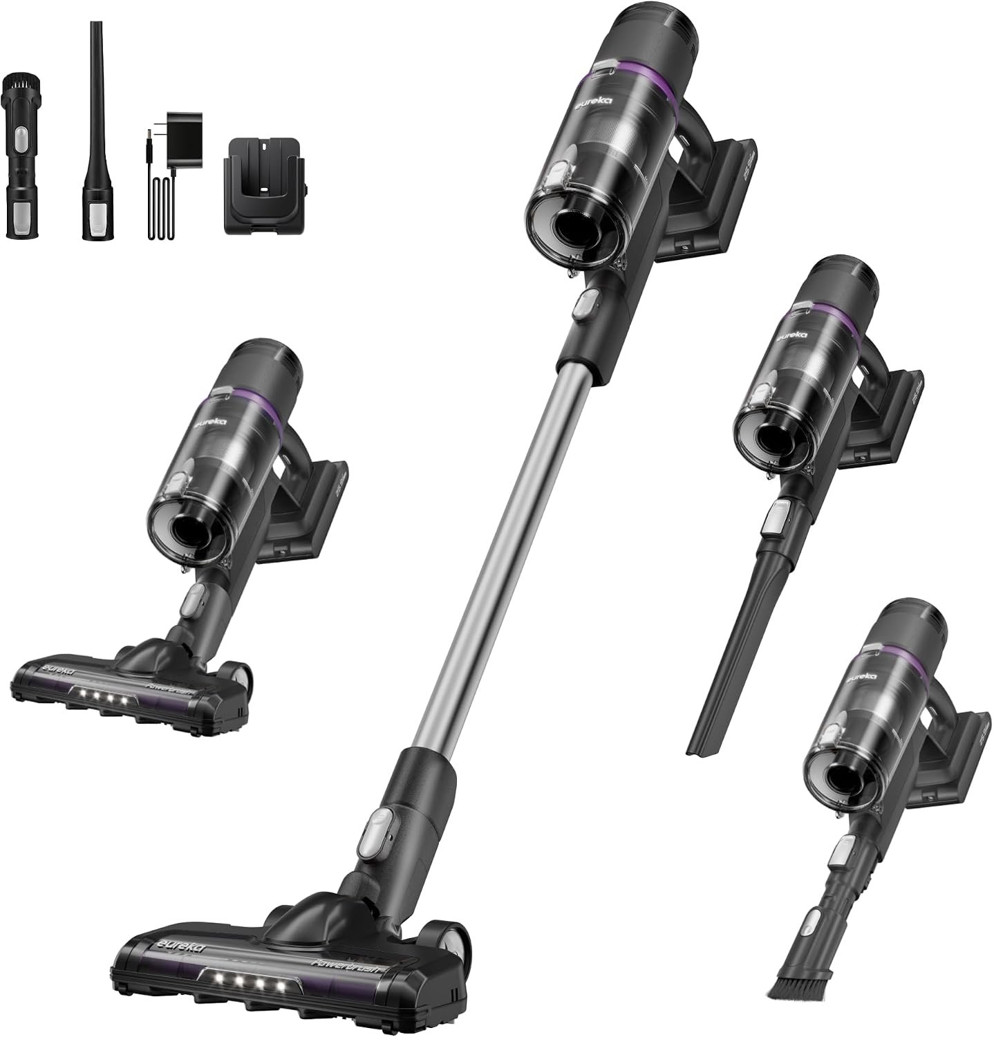 Eureka Cordless Vacuum – 20.3kPa Powerful Suction, Detachable Battery, Up to 50-Min, 5.5 lbs Lightweight, 5-Stage HEPA Filtration for allergies, Ideal for Pet Hair & Hardwood & Carpet, ReactiClean 410