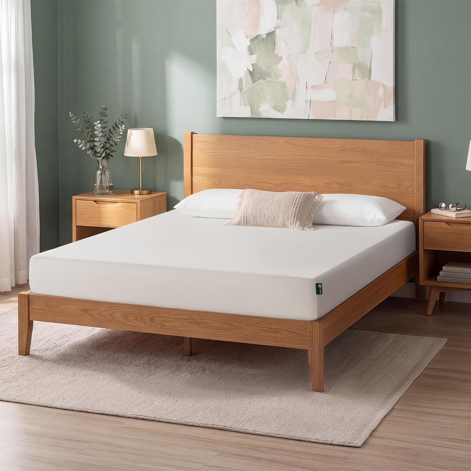Zinus Green Tea Memory Foam Mattress 6 Inch, Pressure-Relieving Comfort & Full-Body Support, Naturally Fresh, Medium Firm Feel, CertiPUR-US & Oeko-TEX Certified Safe Materials, Queen