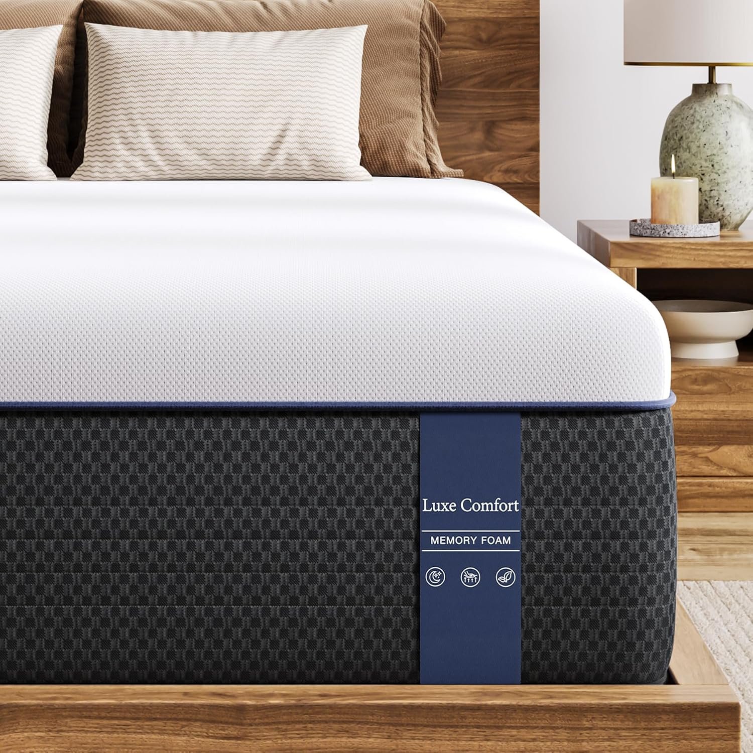 Queen Memory Foam Mattress 14 Inch – Extra Firm Mattress Queen Size for Back Pain Relief – Optimal Lumbar Support & Low Motion Transfer – CertiPUR-US Certified Non-Toxic Materials