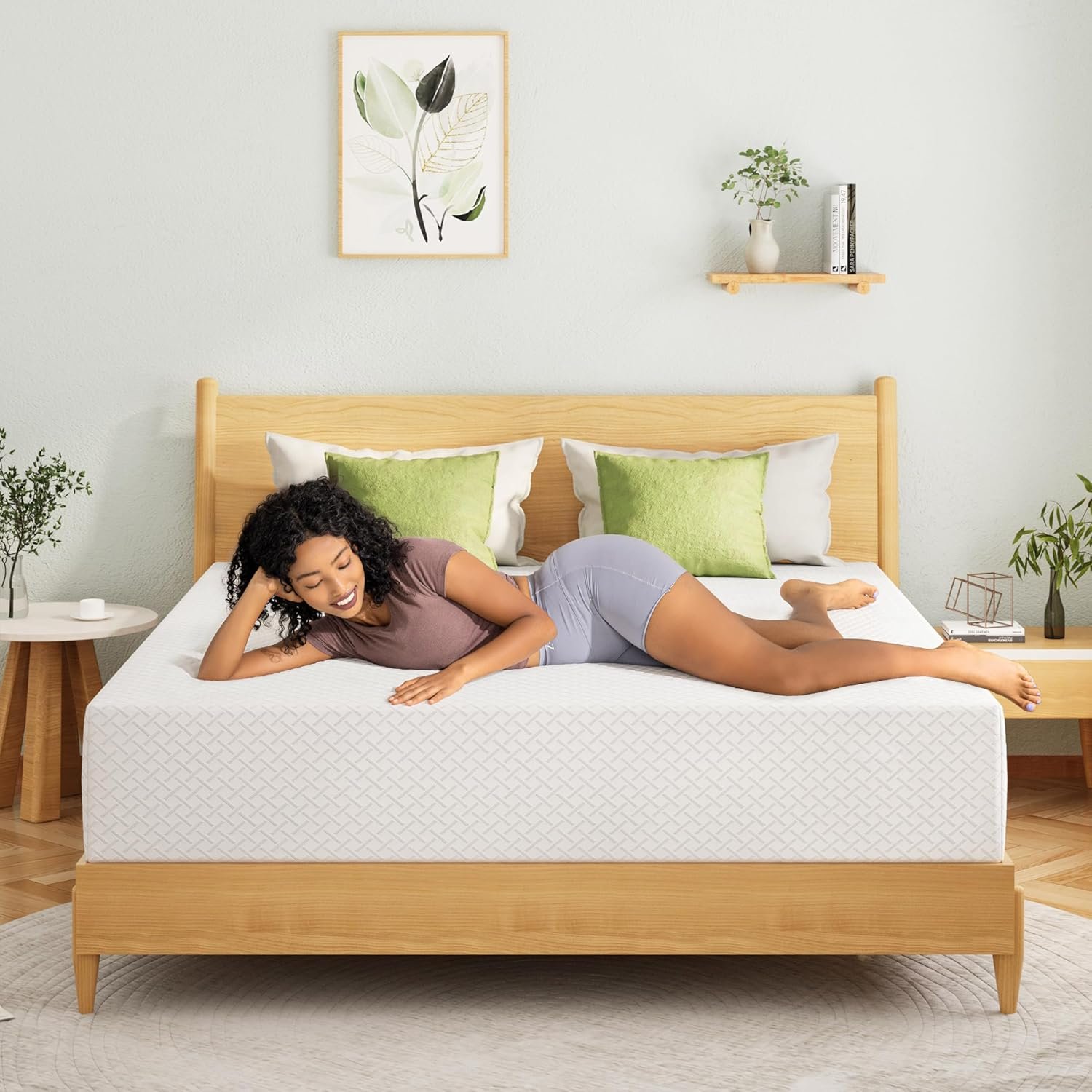 EGOHOME 10 Inch Queen Mattress, Memory Foam Mattress in a Box with Cooling Green Tea Gel, Relieve Pressure with Medium Firm Support, CertiPUR-US Certified, 80”L x 60”W, White