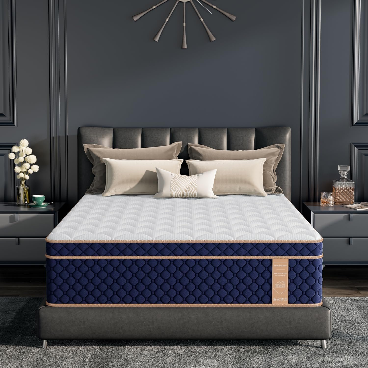 14 Inch Queen Mattress, Hybrid Mattresses in a Box with Gel Memory Foam, Pressure Relief & Medium Firm with Strong Edge Support, CertiPUR-US Certified, Fiberglass-Free, 365-Night Trial