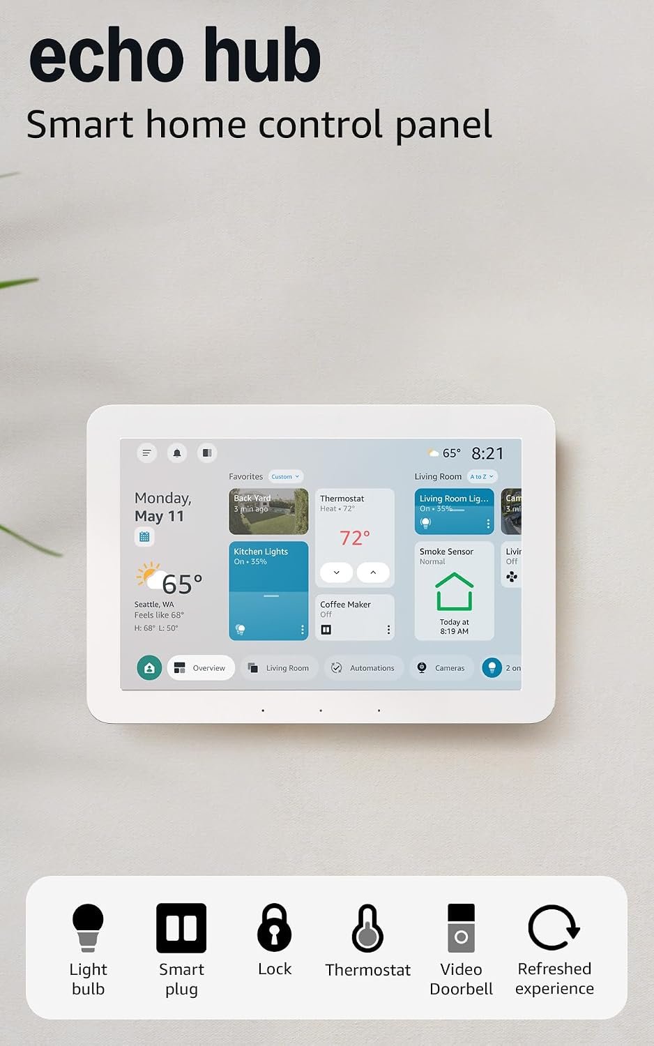 Like-New Amazon Echo Hub, 8” smart home control panel, Designed for Alexa+, Compatible with thousands of devices