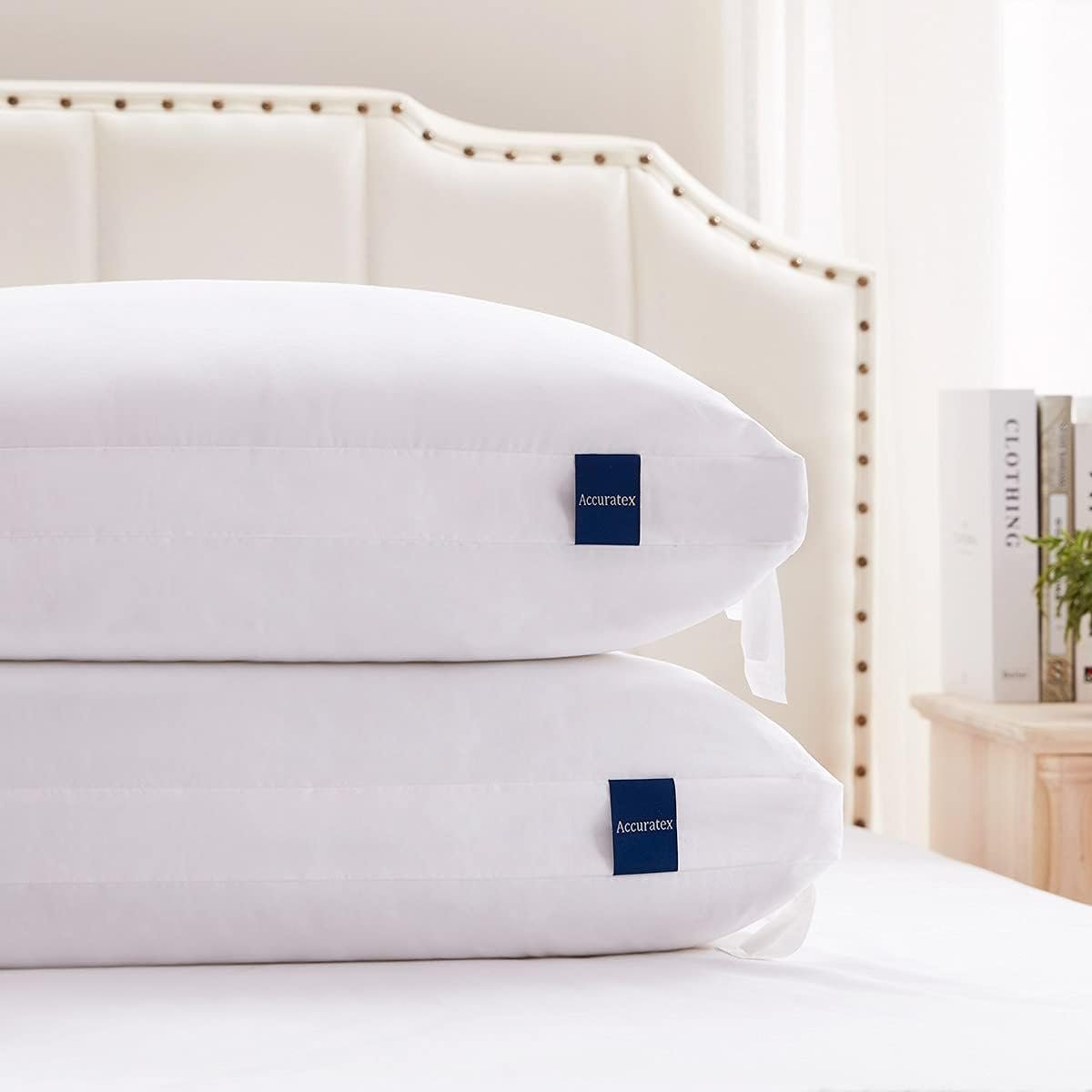 ACCURATEX Standard Pillows Set of 2, Adjustable Shredded Memory Foam Pillow | Hybrid memory foam & down alternative pillow for neck pain relief. Adjustable loft for side, back & stomach sleepers