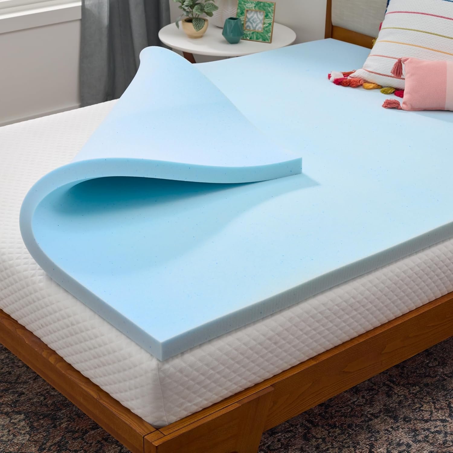 Linenspa Memory Foam Mattress Topper, Full Size – 2 Inch Gel Infused Memory Foam – Plush Feel – Cooling and Pressure Relieving – CertiPUR Certified
