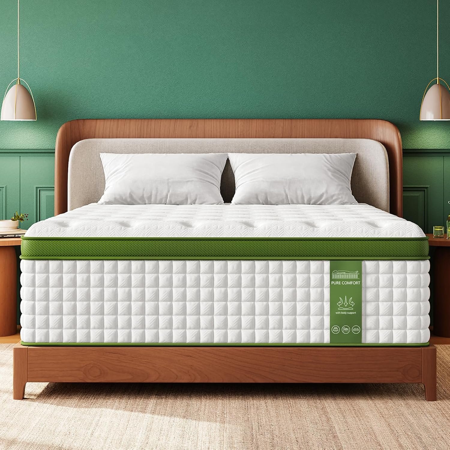 BedStory Extra Firm Queen Mattress 14 Inch, Hybrid Mattresses Queen Size –Targeted Lumbar & Shoulder Support for Back Pain Relief, Fiberglass-Free, CertiPUR-US Certified, 365-Night Trial
