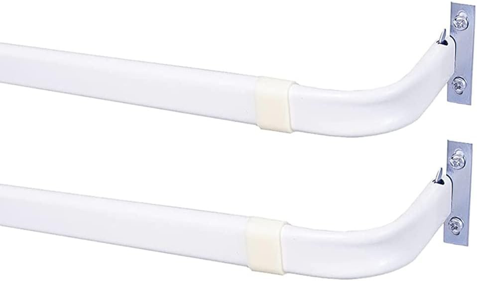 Blu-Pier Tech Heavy Duty Single Rod,Lock Seam Curtain Rod 28 to 48-Inch Adjustable Width, 2 1/2-Inch Projection，Hardware Included,White(Pack of 2)