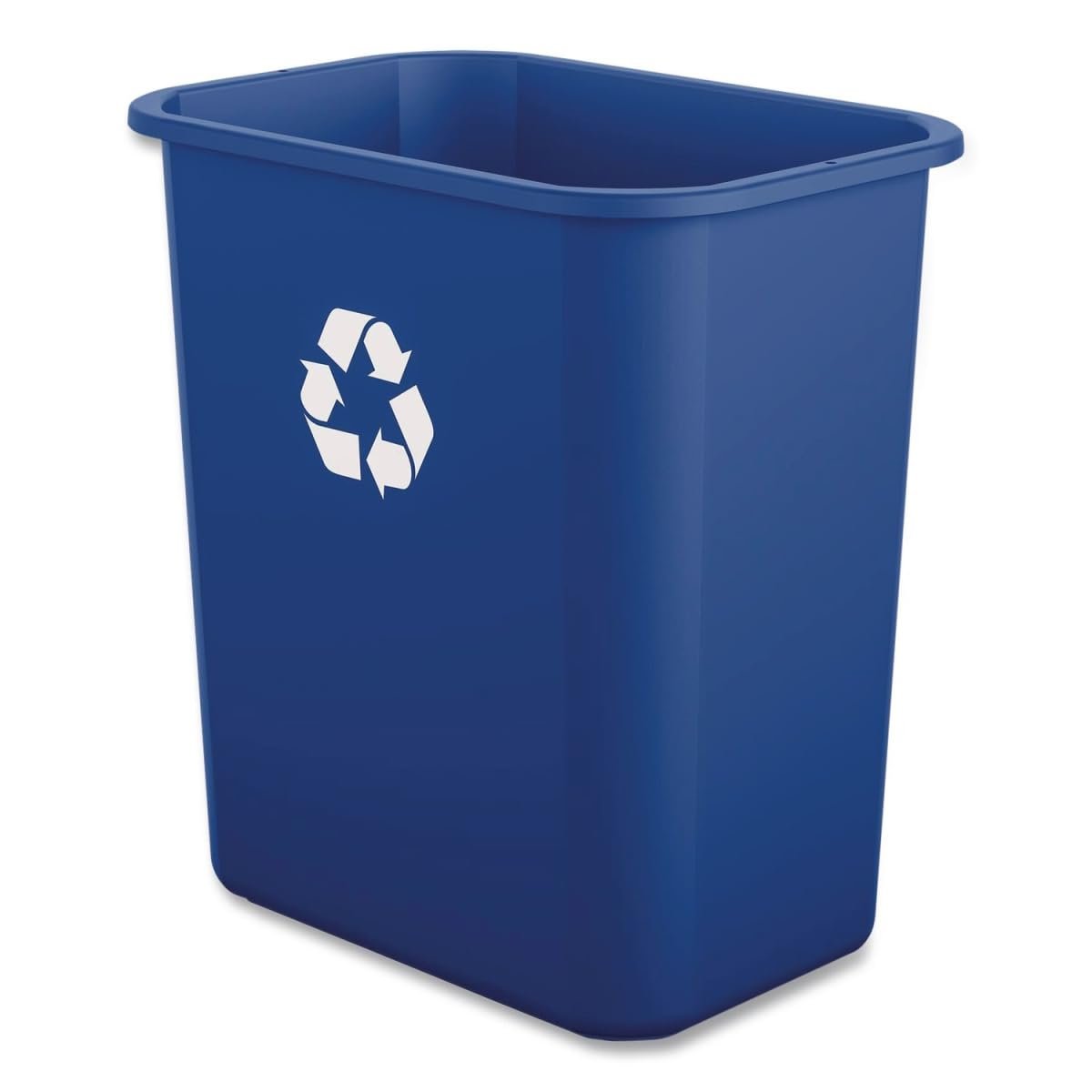 Boardwalk Recycling Bin, 7 Gallon Trash Can, Blue Plastic, Indoor, Easy-to-Clean, 15.25″ High, Desk, Office Kitchen Use, Made in The USA