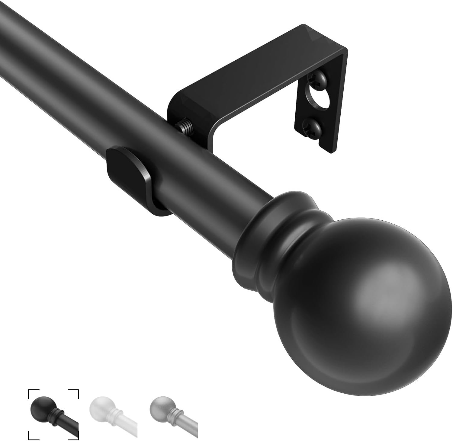 Black Curtain Rods for Windows 35″- 46″, Decorative Drapery Rod Adjustable by Splicing, 5/8 inch Small Curtain Rod for Bedroom, Living Room, Kitchen and Outdoors
