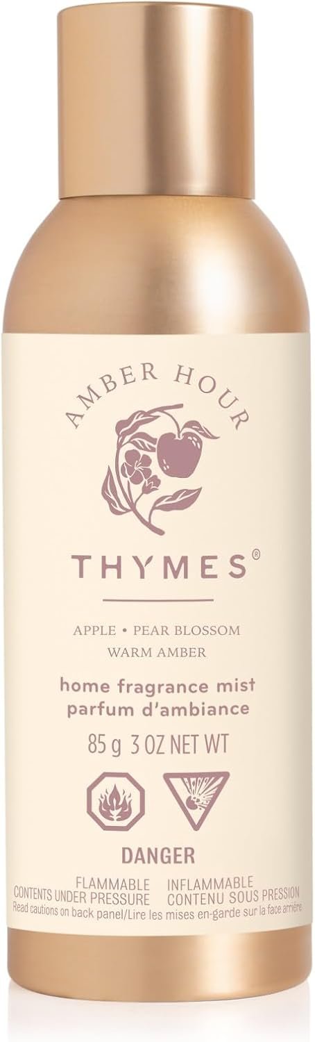 Thymes Home Fragrance Mist – Room Air Fresheners for Home Long Lasting – Air Freshener Spray – Scented Room Spray – with Notes of Crisp Apple, Warm Amber & Pear Blossom (Amber Hour, 3 oz)