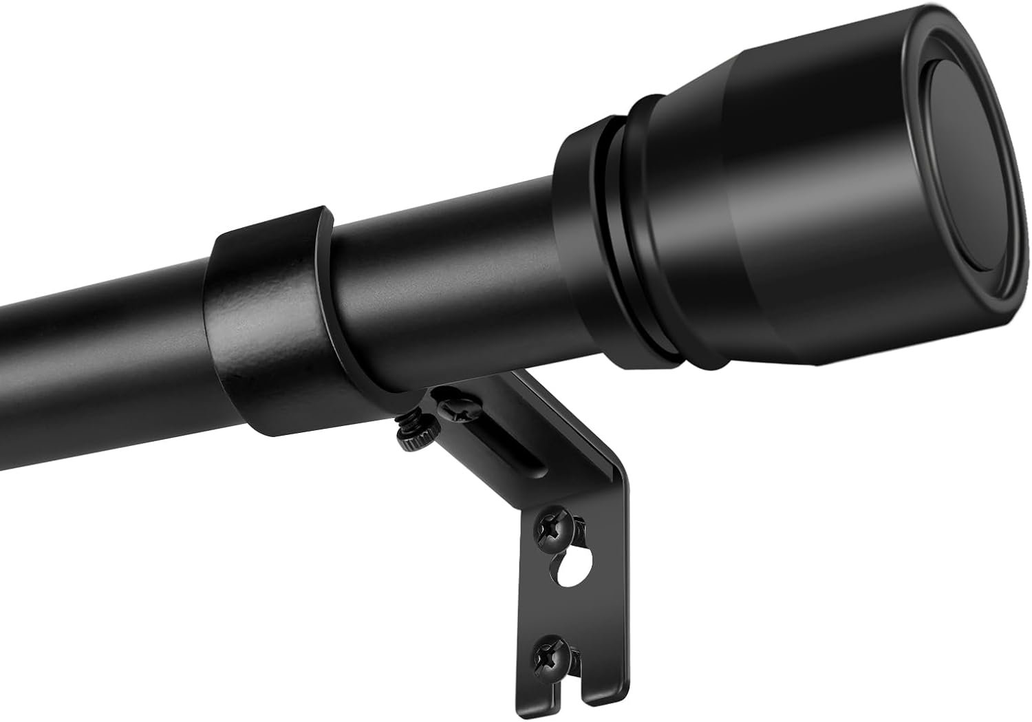 Hradecti 1′ Diameter Curtain Rods, 30-144 Inch, Black, Iron, Matte Black Painted, Fit 30-142 Inch Windows, Heavy Duty, Adjustable, Window Treatment Single Rods