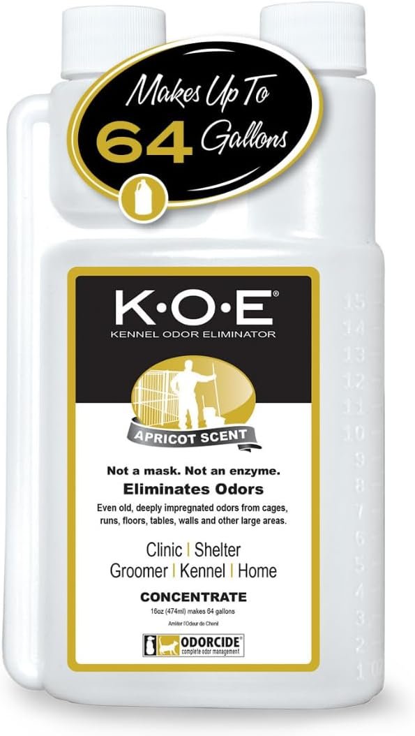 Odorcide K.O.E. Apricot Odor Eliminator 16 oz for Strong Odor for Cages, Runs & More – Home & Kennel w/Safe, Non-Enzymatic Formula