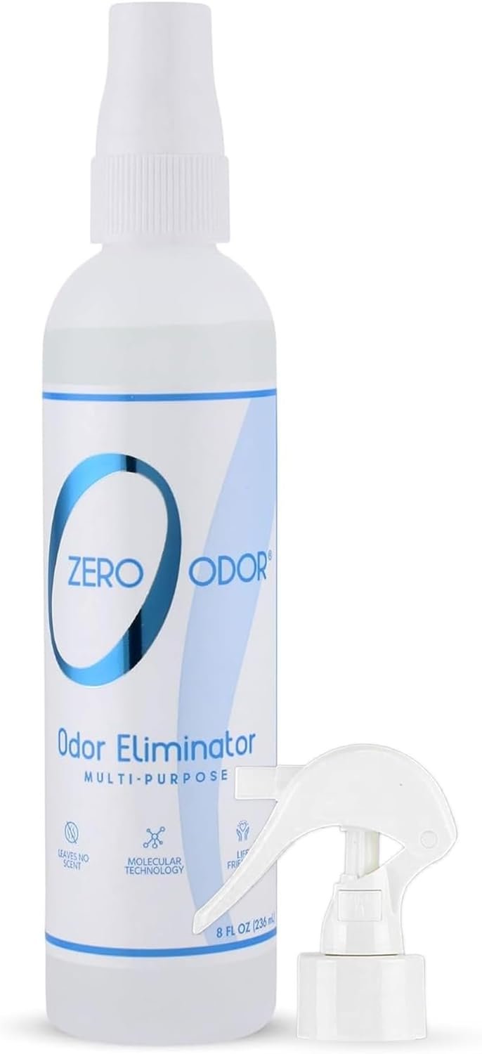 Zero Odor Multi-Purpose Odor Eliminator – Eliminate Air & Surface Odor – Patented Technology Best for Bathroom, Kitchen, Fabric, Closet- Smell Great Again, 8oz (Over 1000 Sprays)