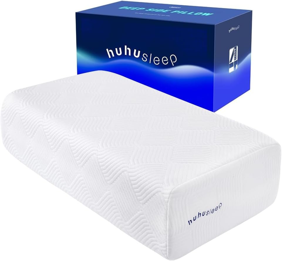 Cube Pillow for Side Sleeper with Firm Layer, Cooling Memory Foam Pillows with Two Side Four Types of Softness for Neck and Shoulder Pain, 24″x12″x7″