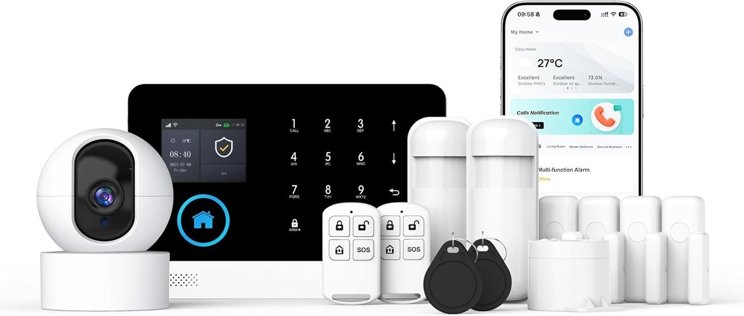 LWOHSI Alarm System for Home Security,4G GSM/WiFi Wireless Home Alarm System with HD Camera,Phone APP Instant Alerts,Door Window/Motion Sensors,Loud Siren,NO Monthly Fees
