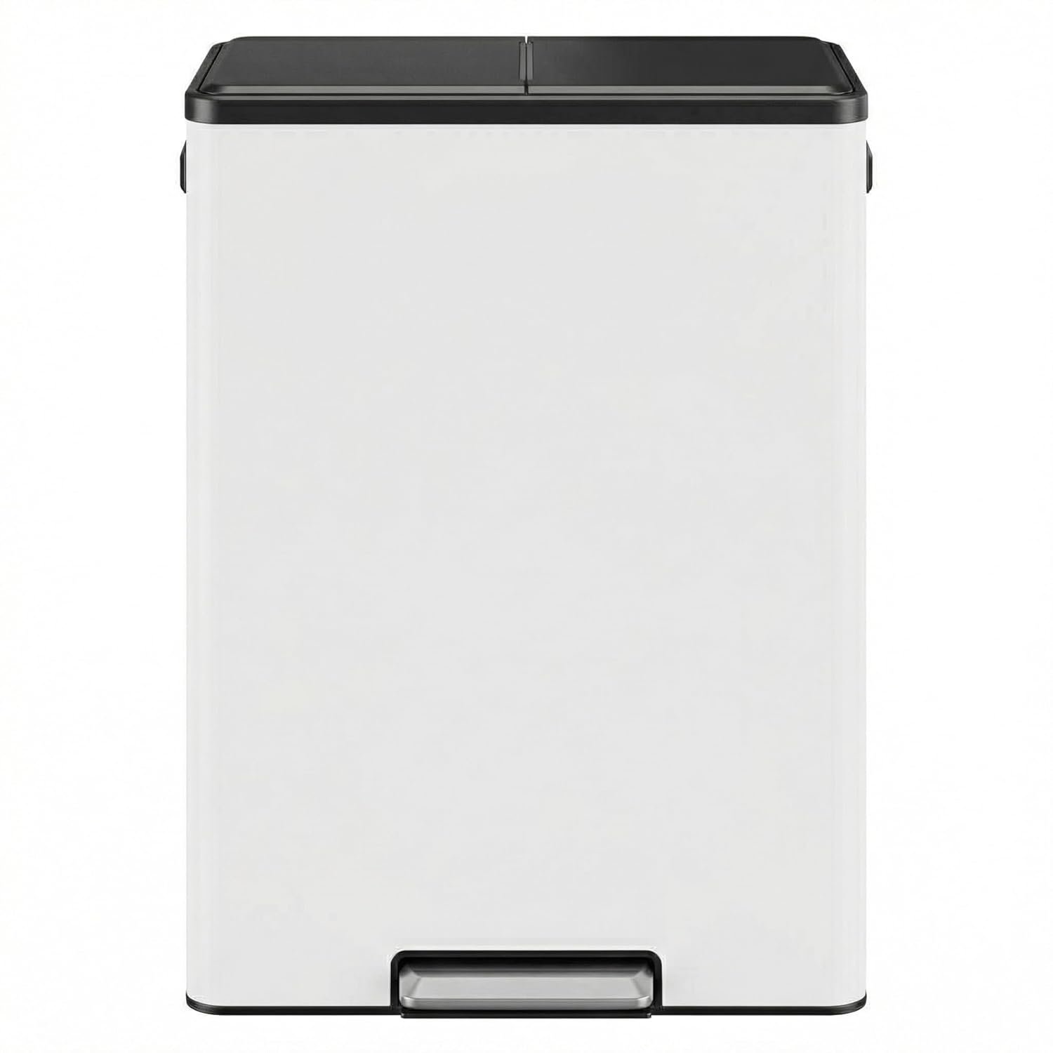 GarveeHome 16 Gallon Dual Compartment Trash Can, Stainless Steel Recycling Trash and Recycle Bin Combo with Step Pedal, Silent-Close Lid, Odor Control & Pet-Proof Design for Kitchen, Office