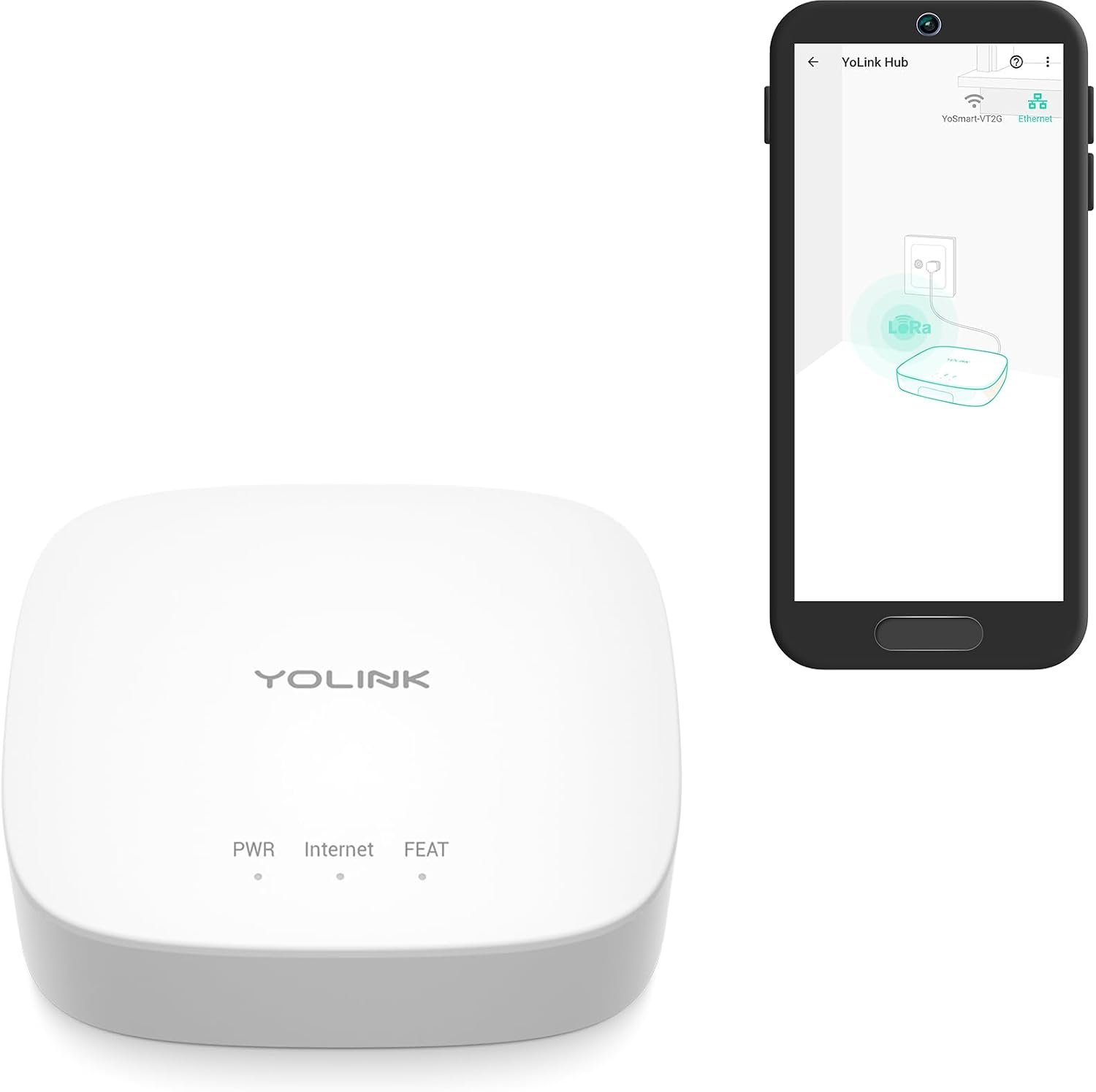 YoLink Hub, 1/4 Mile Super Long Range Smart Hub LoRa Enabled Smart Home Automation Bridge Home Security Monitoring System – Central Controller for YoLink Smart Home Devices – White