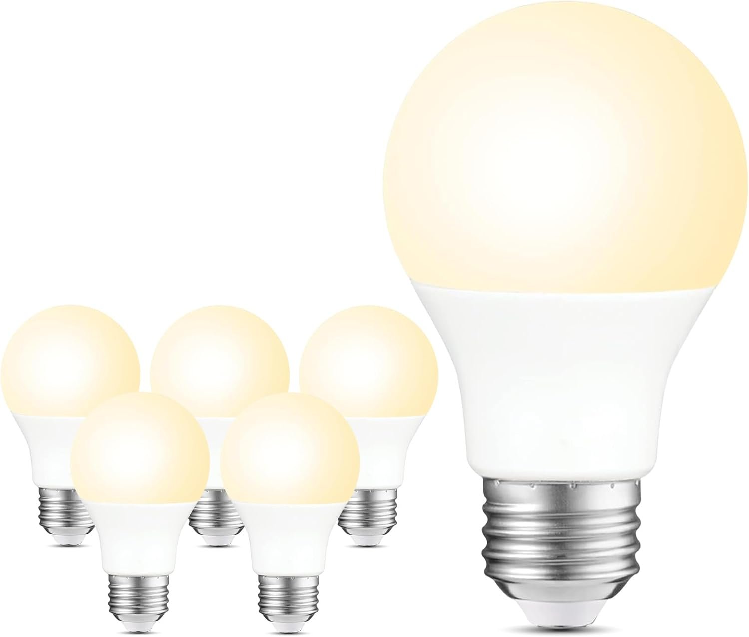 Sigalux A19 LED Light Bulbs Dimmable,60W Equivalent 750 Lumens, 2700K Soft White, E26 Base, 15,000-Hour Lifespan, 8W Energy Saving LED Bulbs, Ideal for for Living Room & Bedroom Lighting, 6 Pack