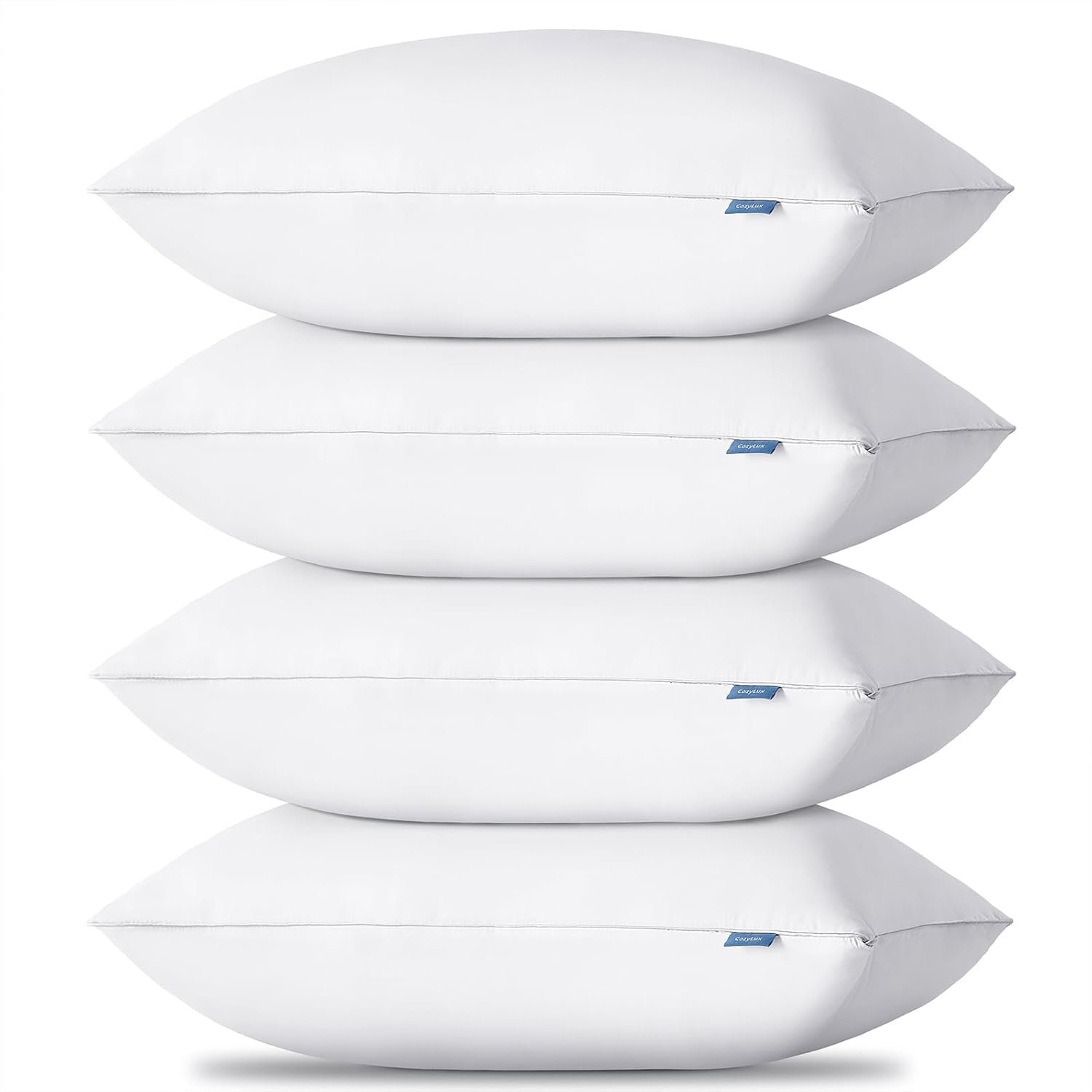 CozyLux Soft Supportive Bed Pillows for Side and Back Sleepers, Oeko-Tex Certified Down Alternative Filling, Hotel Quality Fluffy Sleeping Pillow, White, Standard – 18″ x 26″, 4 Pack