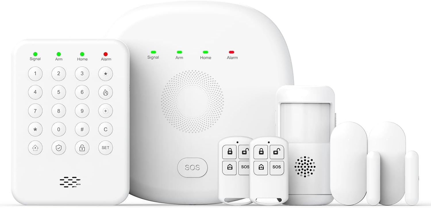 2026 Home Security System, 7-Piece Wireless Smart Alarm System Kit with Instant App Alerts & WiFi+GSM/4G,Mobile App Control,Door/Window Sensors,Remote,Motion Detectors,Compatible with Alexa