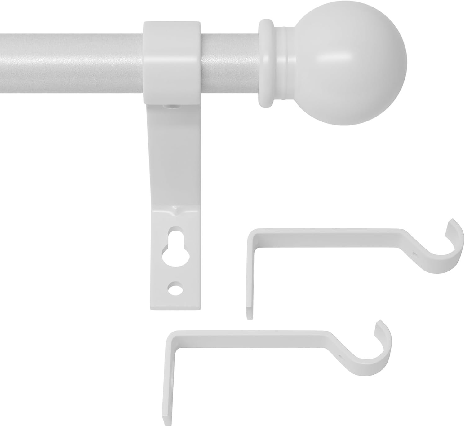 White Curtain Rods for Windows 28 to 48 Inch, Heavy Duty Curtain Rod Set with Brackets, Decorative Adjustable Curtain Rods for Bedroom, Living Room, 5/8″ Metal Drapery Rod