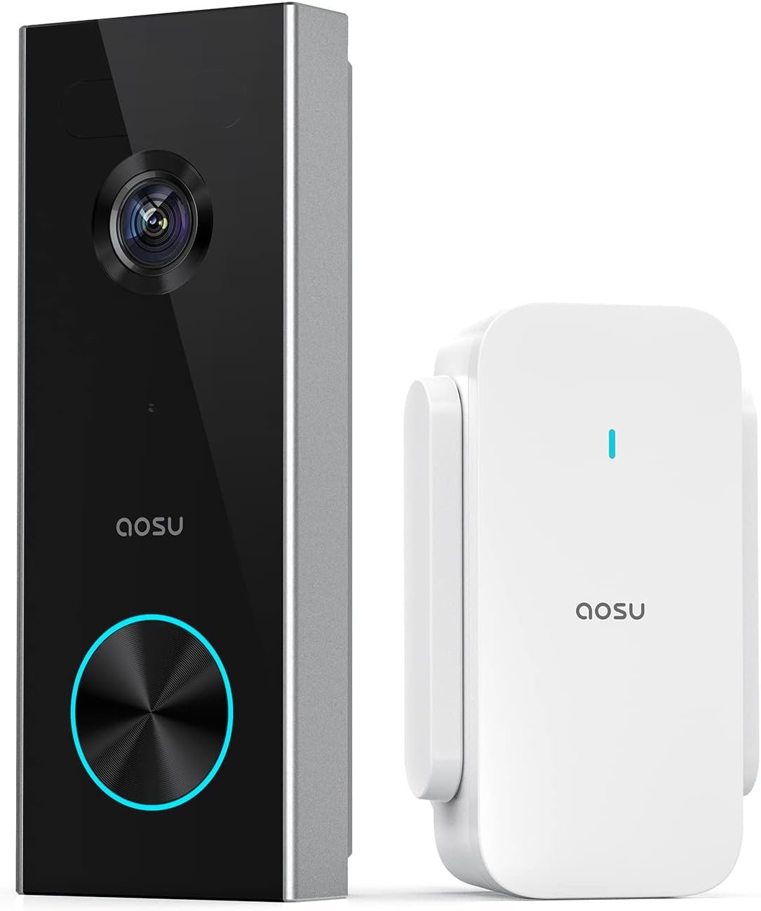 aosu Wireless Doorbell Camera, Battery-Powered Video Doorbell with aosuBase Mini, 2K Resolution, Local Storage, 2.4GHz WiFi, 180-Day Battery Life, AI Detection, Work with Alexa & Google Assistant