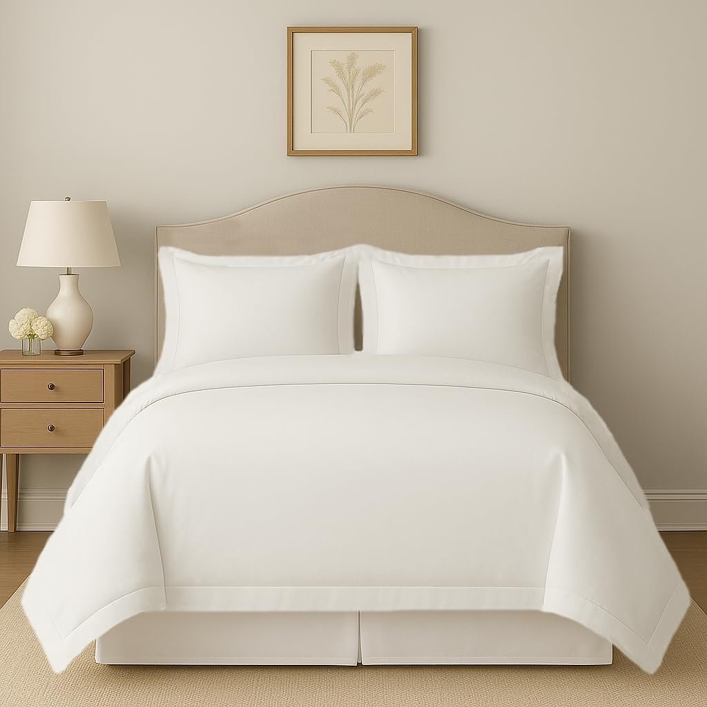 eBeddy Linens 800 Thread Count Ultra Silky Soft Egyptian Cotton Oversized King 120×98 Size 3-Pieces Duvet Cover Hidden Zipper Closer & Corner Ties Durable and Fade Resistant White Solid
