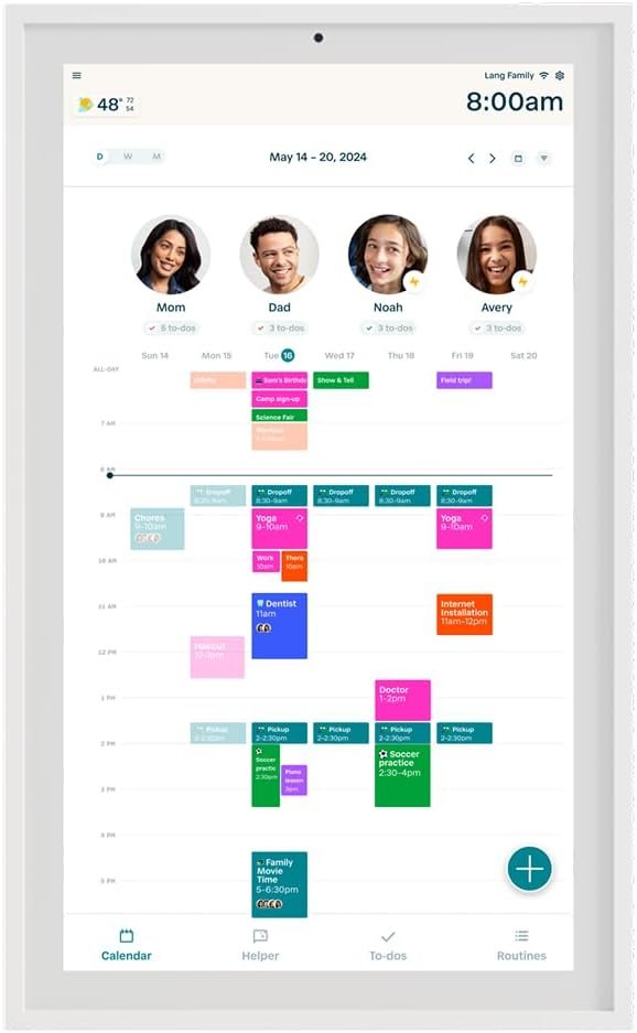 Hearth Display 27″ Digital Calendar for Families, Interactive Touchscreen, Custom Wall Mount, Matte White Frame