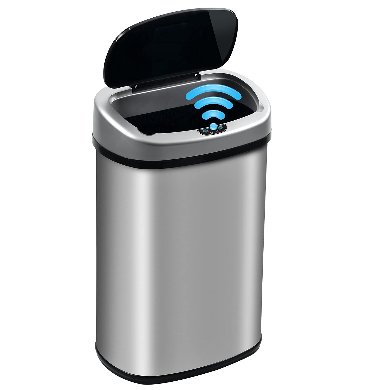 13 Gallon(50 L) Kitchen Trash Can with Touch-Free & Motion Sensor, Automatic Stainless-Steel Garbage Can Anti-Finaerprint Mute Desianed Trash Bin Brushed Stainless Steel