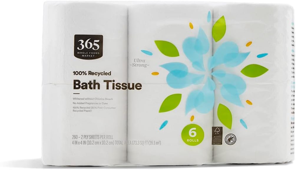 365 by Whole Foods Market, 100% Recycled Bath Tissue, Ultra-Strong, 260 Sheets per Roll, 6 Count