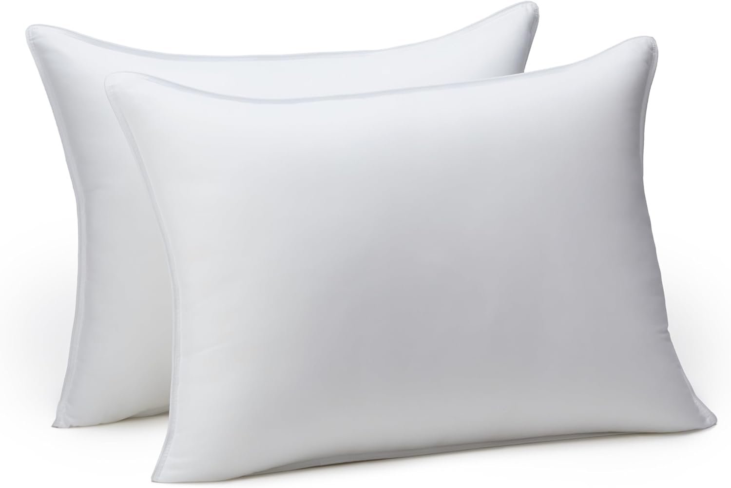 Amazon Basics Down Alternative Pillow for Side and Back Sleepers, Medium Density, Standard Size, 26″ x 20″, 2-Pack, White