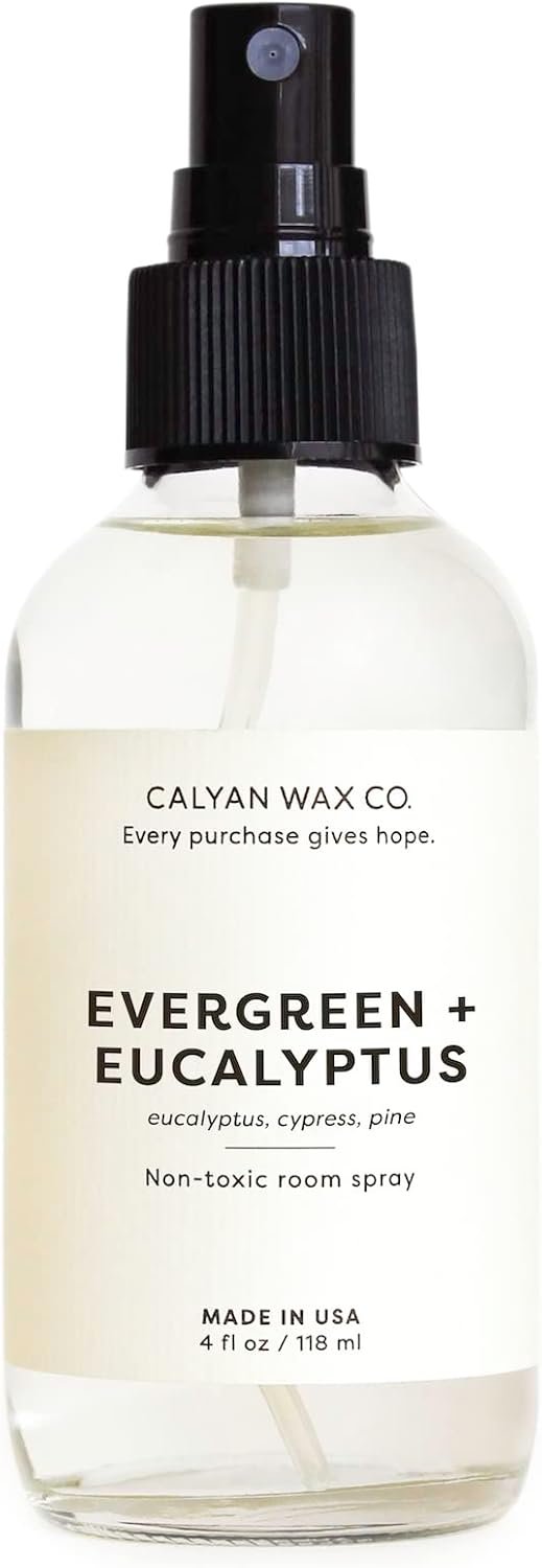 Calyan Wax Co. Evergreen & Eucalyptus Room Spray – Clean Air Freshener – Natural Room Deodorizer – Air Freshener Spray for Home – 4 fl oz