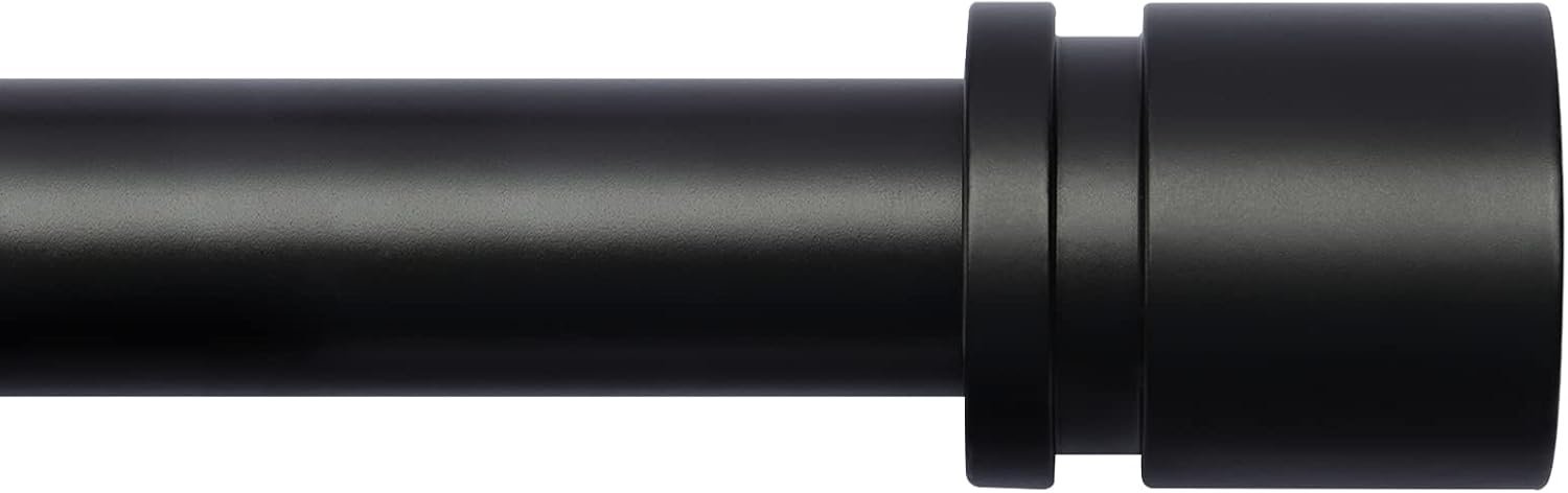 Byondeth Curtain Rods for Windows 16 to 88 Inches Adjustable Length 1 Inch Diameter Window Curtain Rod with Aluminium Finials, Black