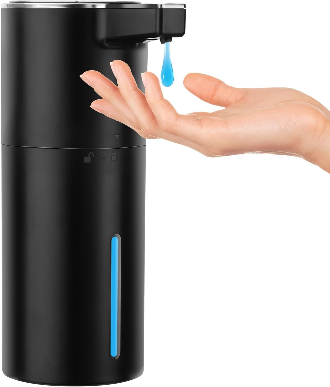 Automatic Soap Dispenser Liquid Touchless: 13.52oz/400ml Wall USB Rechargeable – 4-Level Adjustable Modern Electric Hand Soap Dispenser – Kitchen Bathroom Kids Family Black
