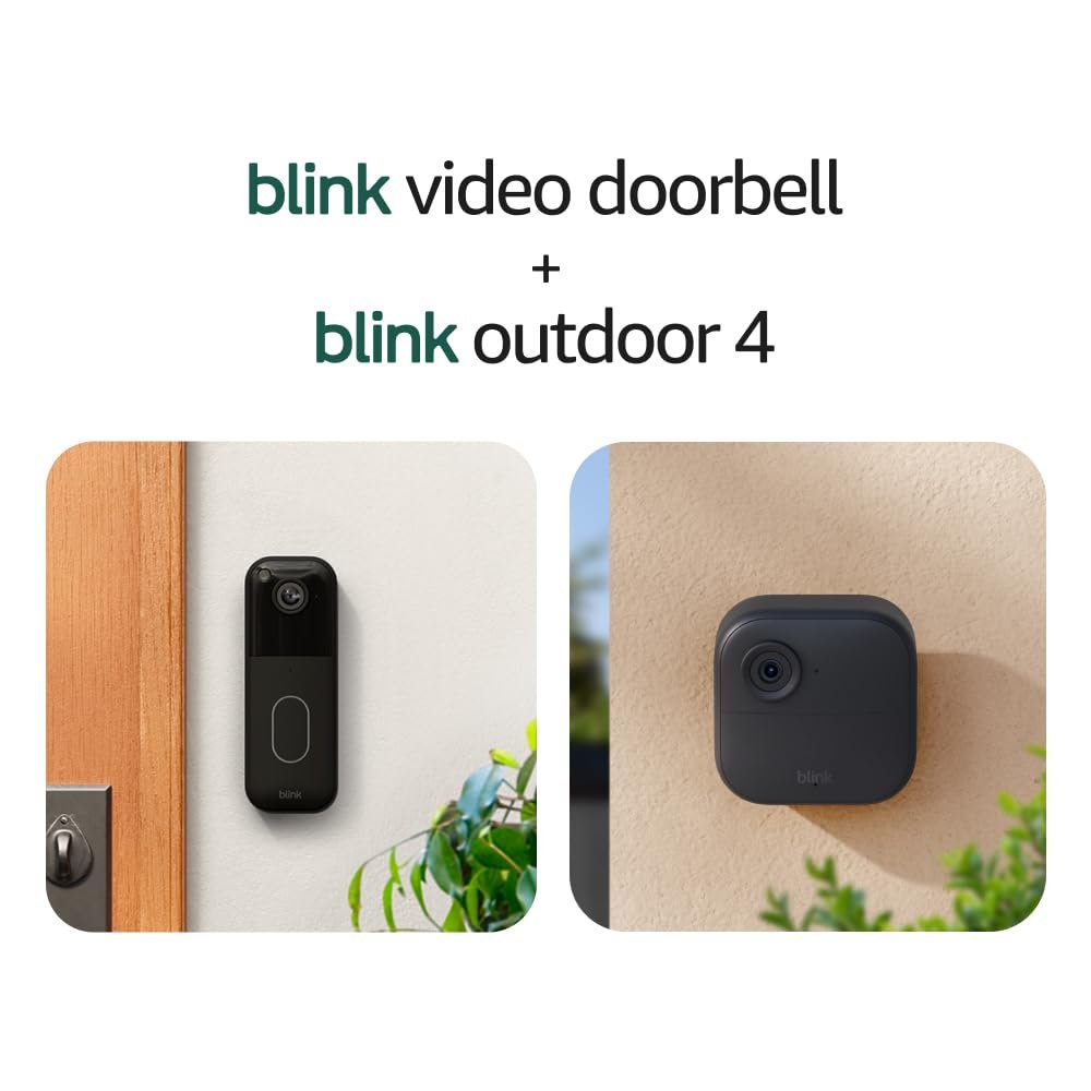 Blink Video Doorbell + Outdoor 4 – Wireless smart security cameras, head-to-toe HD view, two-year battery life. Sync Module Core included – 1 camera system + Video Doorbell