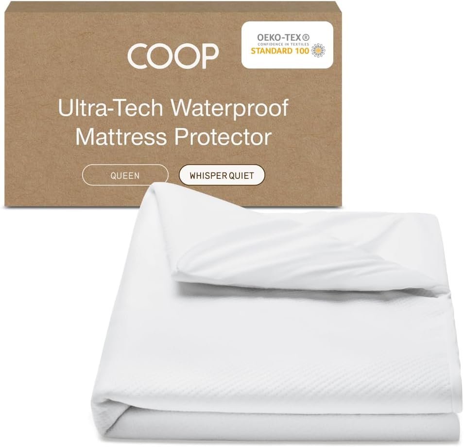 Coop Home Goods Ultra Tech Waterproof Mattress Protector Queen, Smooth Top Mattress Pad, Waterproof Mattress Cover, 18″ Deep, Machine Washable Mattress Topper, Noiseless Comfort (60×80)