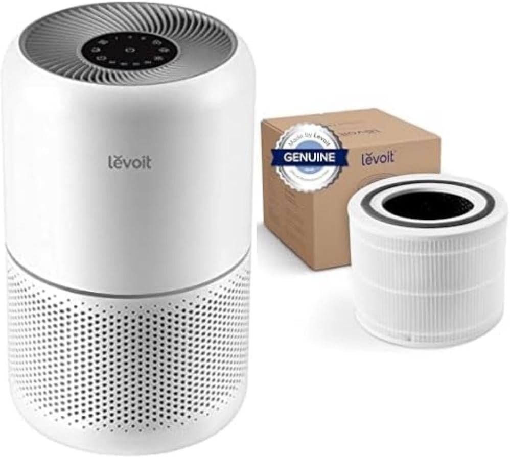 LEVOIT Core 300 Purifier with Replacement Filter – HEPA Air Cleaner Eliminates Allergens for Bedroom, Pets, Smokers In 1095 Sq.Ft Coverage. 24db Quiet Operation and Auto Mode.