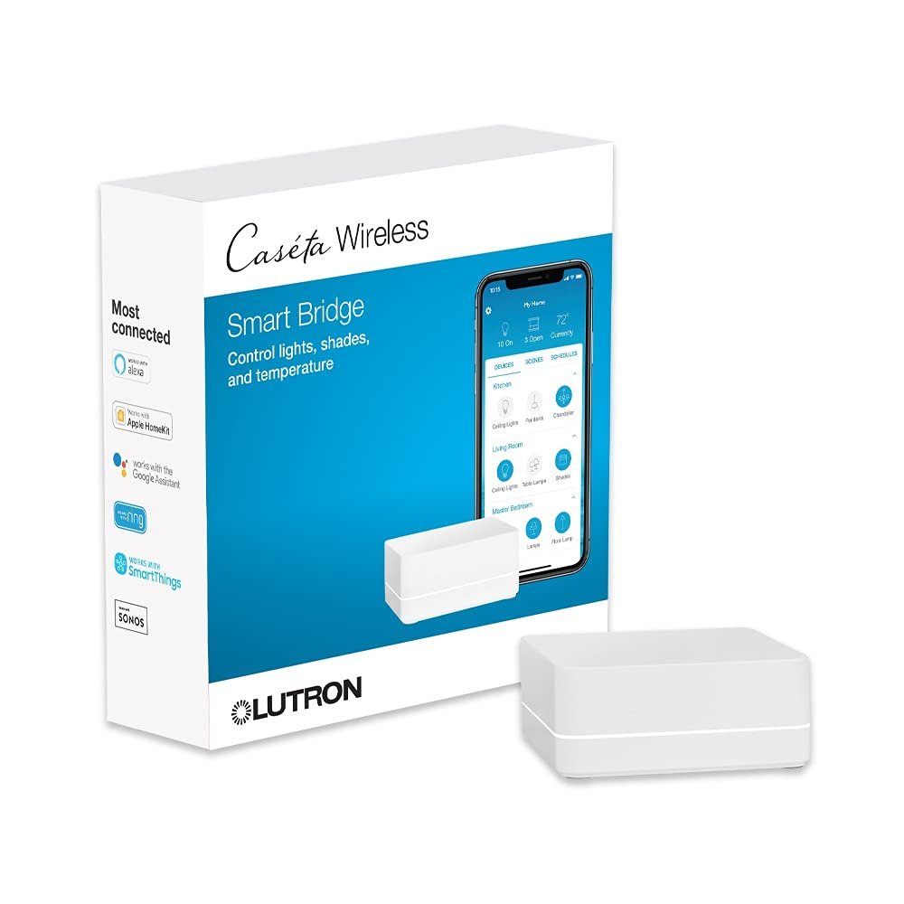 Lutron Caseta Smart Lighting Smart Hub for Light Bulbs and Fans, Compatible w/ Amazon Alexa, Apple Homekit, Google Home, 75 Device Capacity, L-BDG2-WH, White