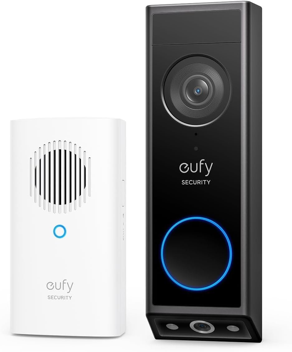 eufy Security Video Doorbell E340 Kit, No Subscription, Dual Cameras, Head-to-Toe View, 2K FHD,Doorbell Camera Wireless & Wired, Color Night Vision, Two-Way Talk, AI Motion Detection, Built-in 8GB