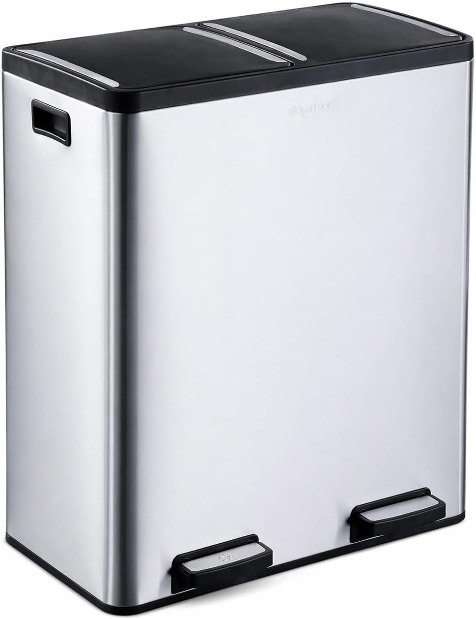 Step N’ Sort The 18.5 Gallon Extra Large Capacity, Soft-Step, Dual Trash and Recycling Bin with Removable Inner Bins, Silver