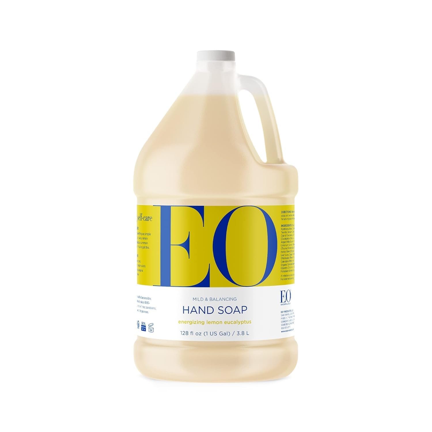 EO Liquid Hand Soap Refill, 1 Gallon, Lemon and Eucalyptus, made with Essential Oils for Kitchen and Bathroom