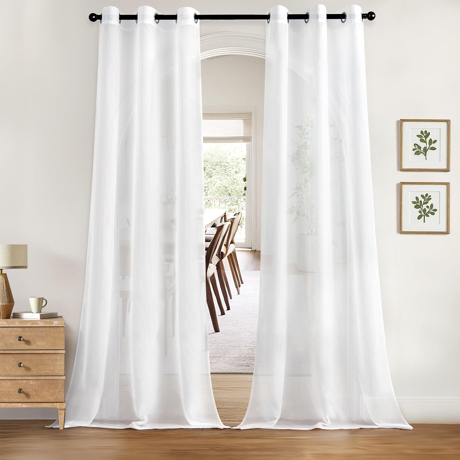 MIULEE Solid Color Sheer Curtains 84 Inches Long 2 Panels Set – Elegant Lightweight Grommet Light Filtering Window Voile Panels/Drapes/Treatment for Bedroom Living Room W42 x L84 Inch, White