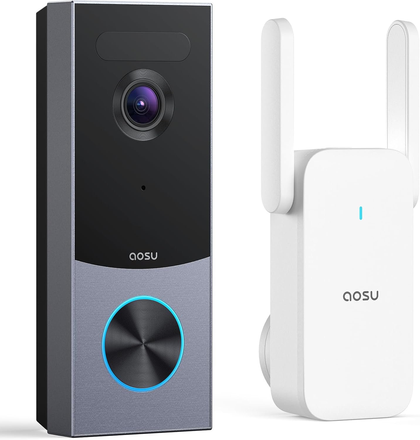 aosu Doorbell Camera Wireless, Local Storage, 5MP Ultra HD, Triple Motion Detection, 2.4/5 GHz WiFi, Built-in 8GB, Rechargeable Battery, Alexa & Google Compatible